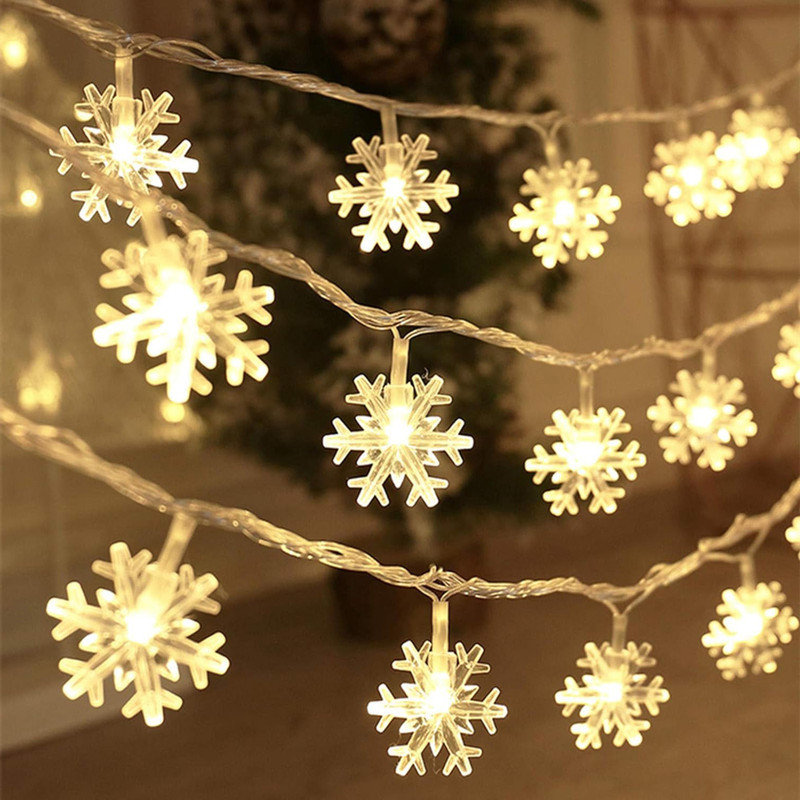 The Holiday Aisle Christmas Lights 20 Ft Snowflake String Lights Battery Operated Fairy Lights for Bedroom Xmas Decor Wayfair
